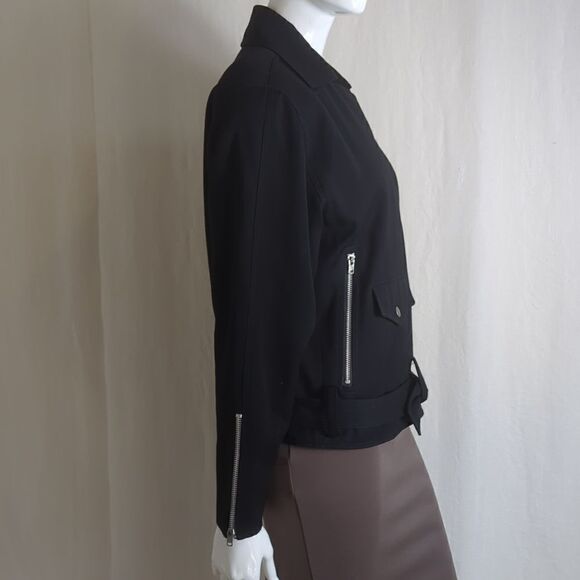 Y2K Theodore Black Moto Jacket 100% Wool Size Small - Picture 5 of 7
